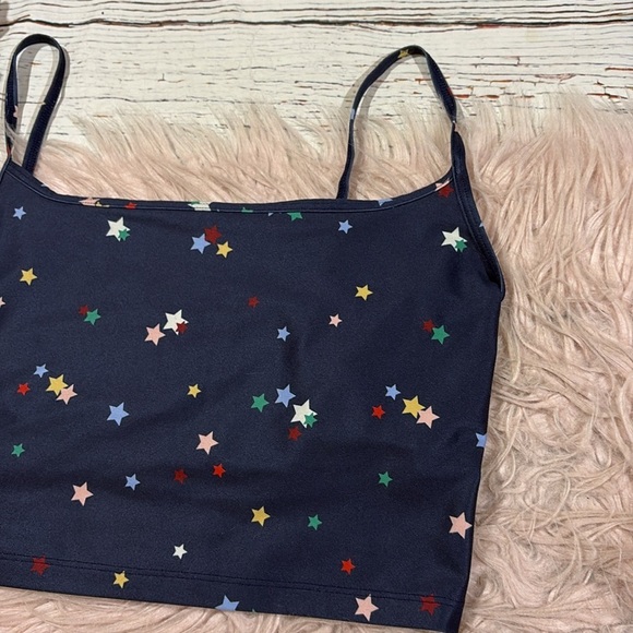 Summersalt Midi Sports Bra Tank Top-Small Scatter Stars in Deep Sea - Picture 4 of 7